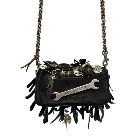 Coach Elvis Charm Bag Black & Silver - Picture 10 of 16